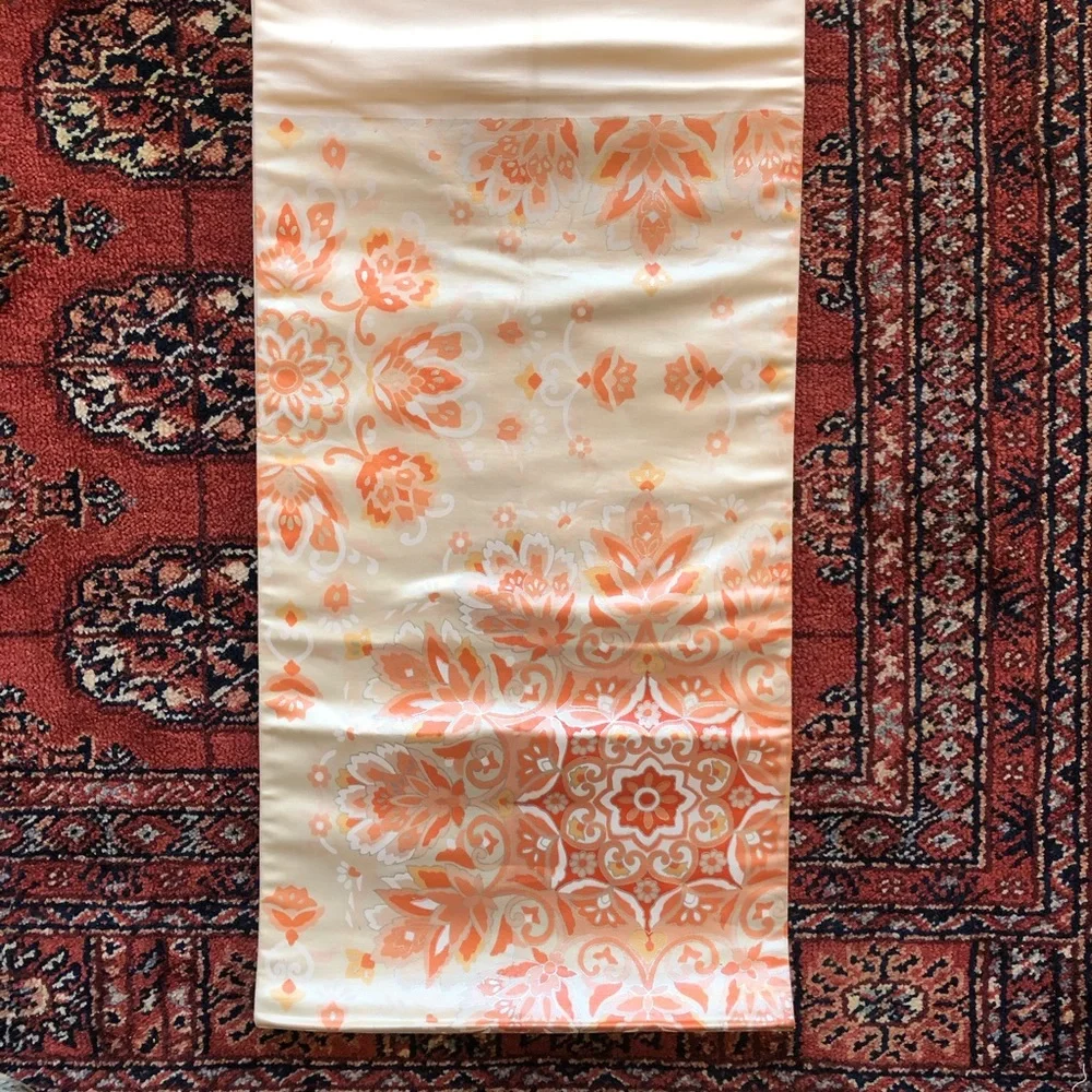 14 FOOT‎ Table Runner 12” Wide Peach Floral Satin